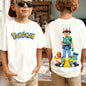 Summer Pokémon AnimeT-shirts Boys Pure Cotton Short-sleeved Top Casual Suitable for Both Boys and Girls, Parent-child Outfits.