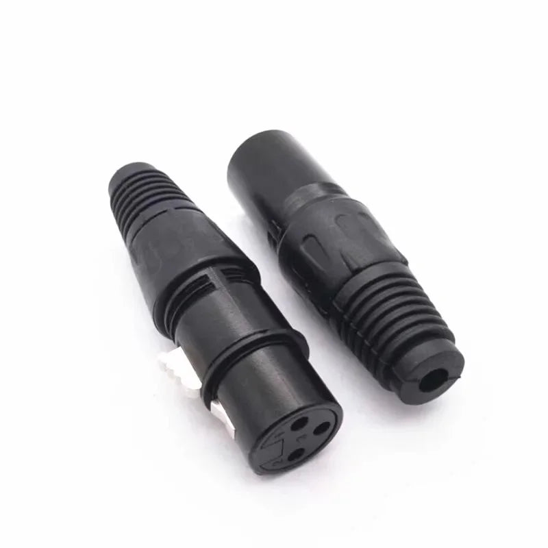 2PCS XLR 3Pin Male/Female Microphone Audio Cable Plug Connector Cannon MIC Cable Terminal Black Silver Microphone Plug