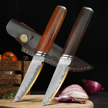 Wood Handle Damascus Steel Boning Fruit KnifeDamascus Knife BBQ Cleaver Meat Vegetables Slicing Fish Kitchen Knives Chef Knife