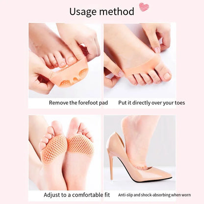1 Pair Silicone Forefoot Pad Metatarsal Cushion Toe Separator Pain Relief Non-slip Pads Honeycomb Orthotics Foot Massage Insoles