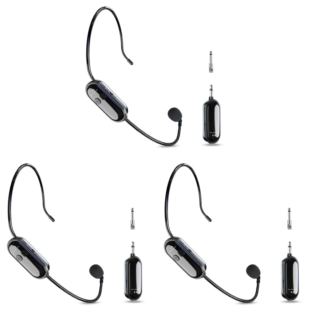 1-5PCS 2.4G 2 in 1 Head-mounted Wireless Lavalier Microphone Set Transmitter with Receiver for Amplifier Voice Speaker Teaching
