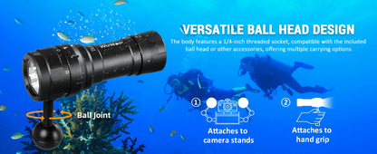 Wurkkos DL07 Scuba Diving Flashlight 26650 Multi Color LED Lamp White Red Light 3000LM EDC Underwater Lantern IPX8 Rotary Switch