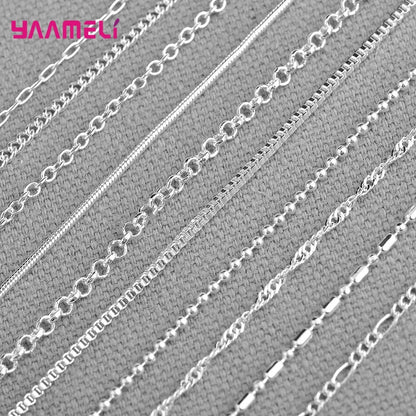 Authentic 5PCS Solid 925 Sterling Silver Jewelry Chains Necklace with Lobster Clasps fit Men Women Pendant 18 Designs 16-30 Inch