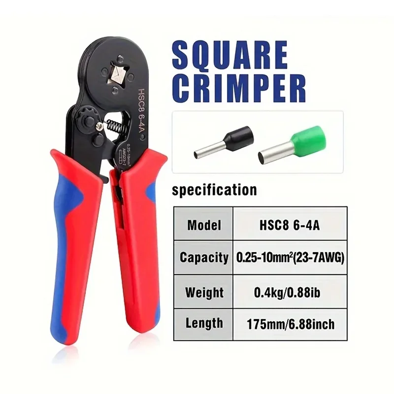 Crimper Plier HSC8 6-4 0.25-10mm ² 23-7AWG For Ferrule Tubular Terminals Ferrule Crimping Clamp Set Wire Head Electrician Tool