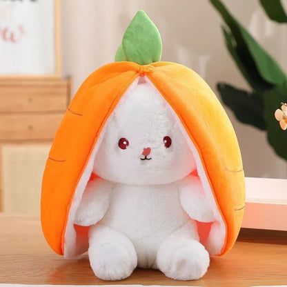 2026 Birthday Gift 18cm Hot Cute Strawberry Carrot Rabbit Plush Toy Stuffed Creative Into Fruit Transform Baby Cuddly Bunny Doll