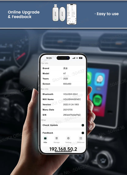Baidu CarLife CarlinKit Wired To Wireless CarPlay Wireless Android Auto Adapter WiFi Bluetooth Auto Connection 2-In-1 Smart Box