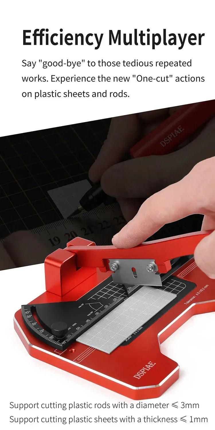 DSPIAE AT-CJ Angel Cutting Station Hand Tool Set for Precision Work Aluminium Alloy Hobby DIY Model Tools Red Carbon Steel Blade