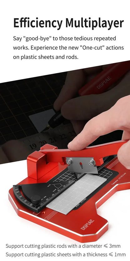 DSPIAE AT-CJ Angel Cutting Station Hand Tool Set for Precision Work Aluminium Alloy Hobby DIY Model Tools Red Carbon Steel Blade