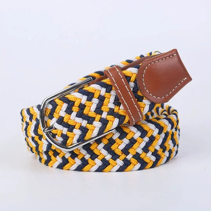 Women Casual Knitted Elastic Belt Pin Buckle Webbing Strap Woven Canvas Braided Stretch  - Belts for Men