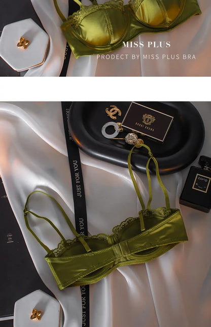Sexy French Half Cup Invisible Bra Set Soft Underwire Minimizer Push Up Lingerie Set S-XL Comfort Breathable Anti Sag Stylish