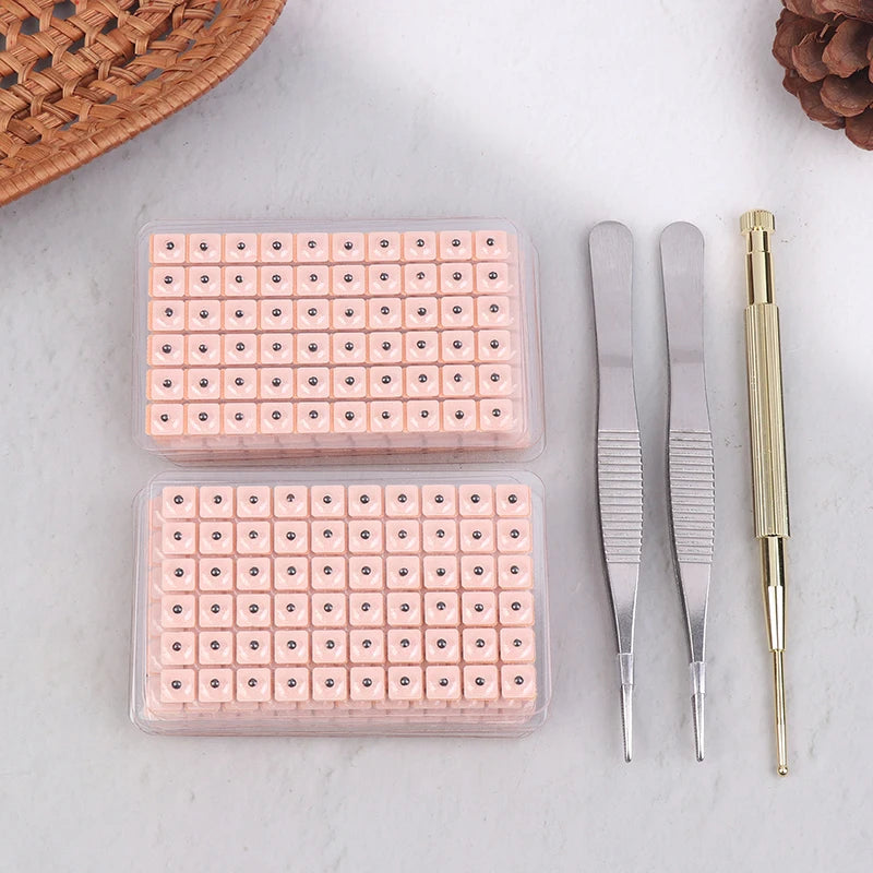 ★▲1 Set Multi-Condition Ear Seeds Acupuncture Auricular Sticker Kit 600pcs With Acupressure Chart Tweezer Auricular Probe