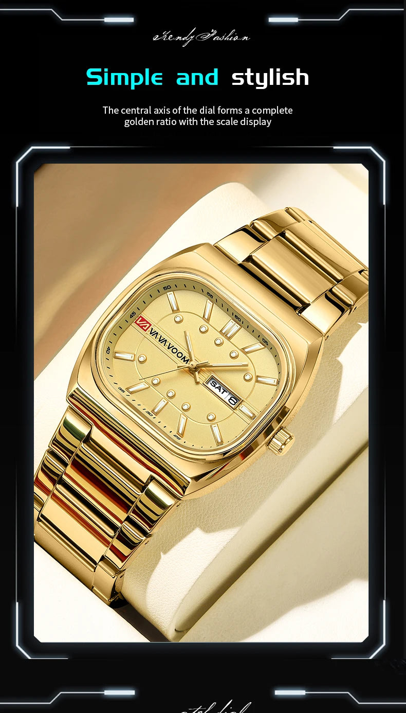 2026 New Men Watches 40mm Square Quartz Movement Analog Diving Series Clock Black Stainless Steel Top Brand Watch for Men montre