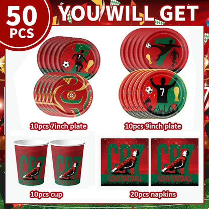 Soccer Birthday Party Supplies Football Theme  Birthday Party Decoration Cotillon Birthday CR7 Soccer Plate Cups Balloons Supply
