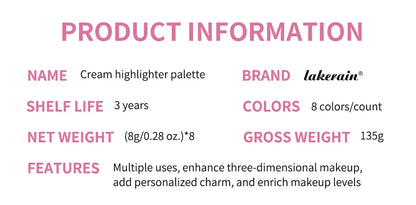 Curve Case Cream Eyebrow Cream Blush Highlighter Palette Matte Shimmer Finishes Shadow Tones Long-Lasting Cosmetics