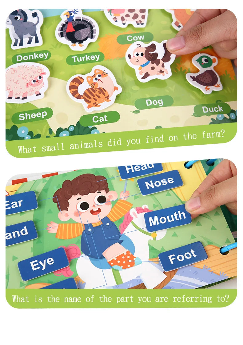 Busy Book for Kids Quiet Book Sticker Montessori Early Educational Toy Toddlers Matching Puzzles Game Baby Learning Toys Gifts