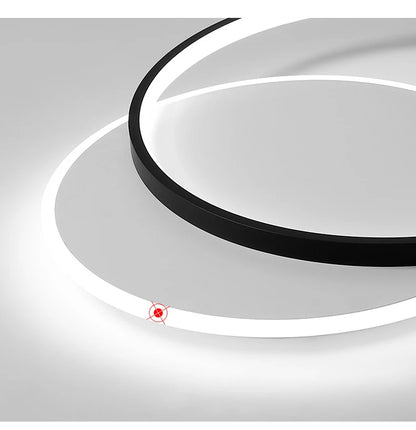 Modern Minimalist Led Ceiling Lamp For Bedroom Black White Design Ring Chandelier Living Room Study Loft Smart Light Fixtures
