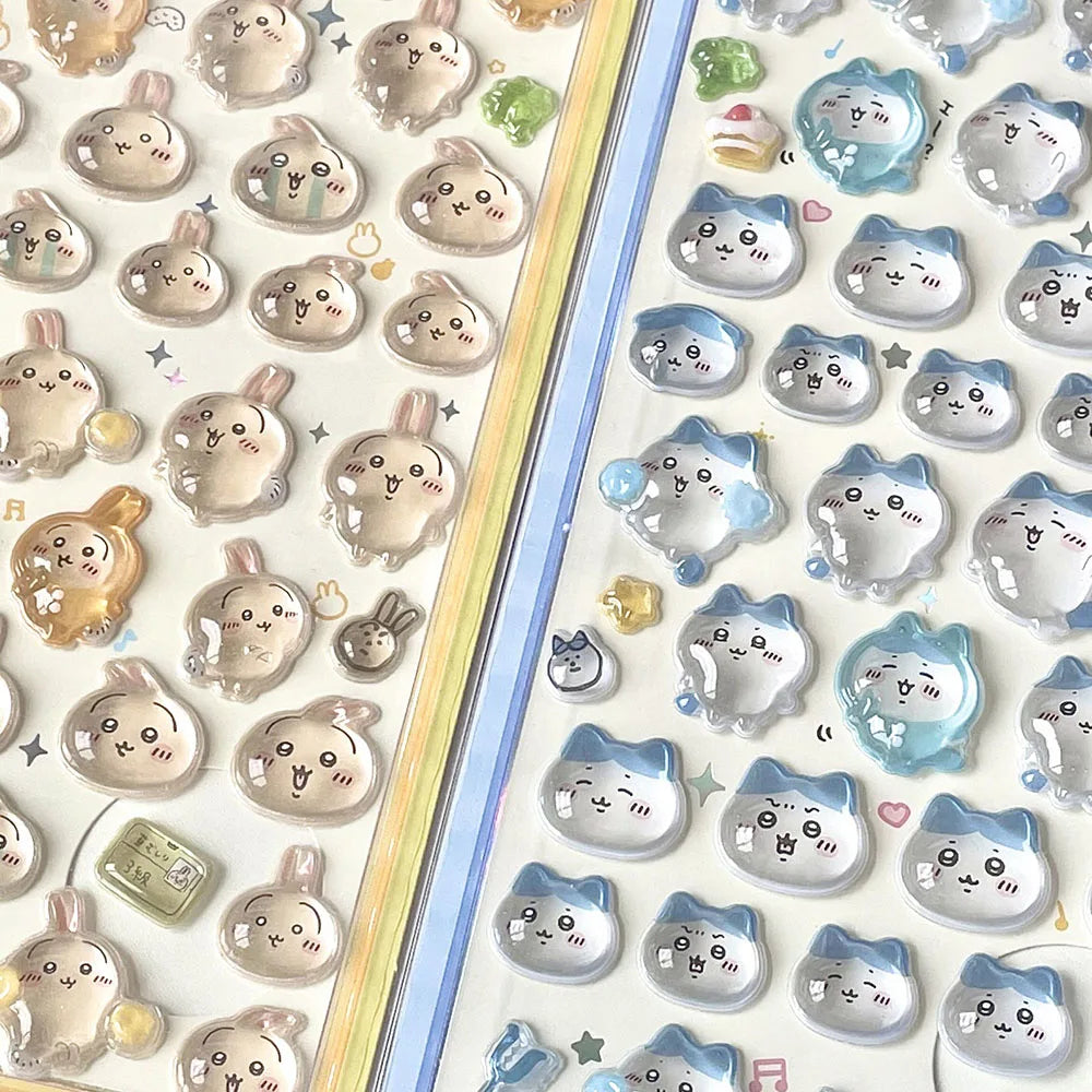3D Cute 1/4pcs Crystal Stickers Chiikawa Usagi Phone Case Decoration Nail DIY Decorative Stickers for Notebook Laptop waterproof