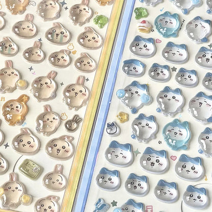 3D Cute 1/4pcs Crystal Stickers Chiikawa Usagi Phone Case Decoration Nail DIY Decorative Stickers for Notebook Laptop waterproof
