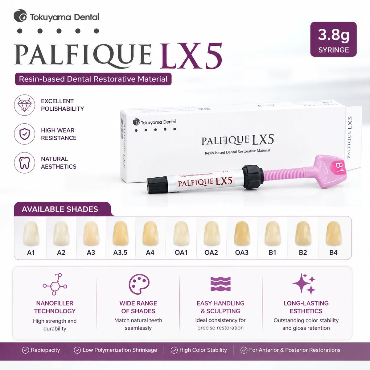 Tokuyama Dental Composite Resin Light Cure Multi Shade Universal Restorative Material Anterior Posterior Tooth Filling