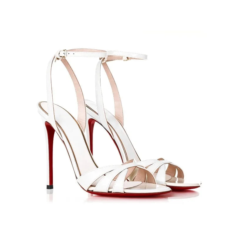 European and American style12cm cross strap pointed high heels for women, ultra-fine heels,straight buckle strap fashion sandals