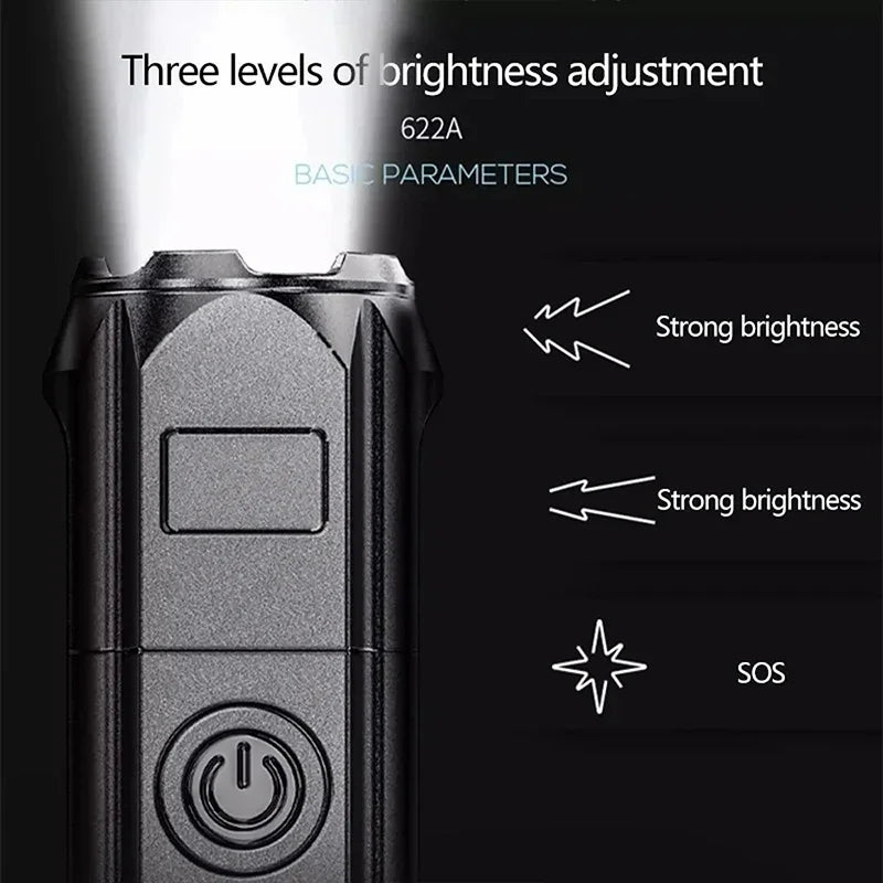 Powerful LED Flashlight Rechargeable USB Waterproof Zoom Fishing Hunting Camping High Lumen Tactical Flashlight LED Torch