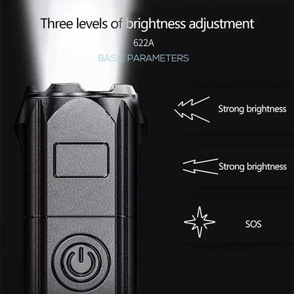 Powerful LED Flashlight Rechargeable USB Waterproof Zoom Fishing Hunting Camping High Lumen Tactical Flashlight LED Torch
