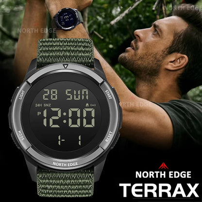 NORTH EDGE 2026 TERRAX Męskie cyfrowe zegarki sportowe na zewnątrz Pływanie Wodoodporność 50M Stoper Odliczanie Elektroniczny zegarek dla mężczyzn