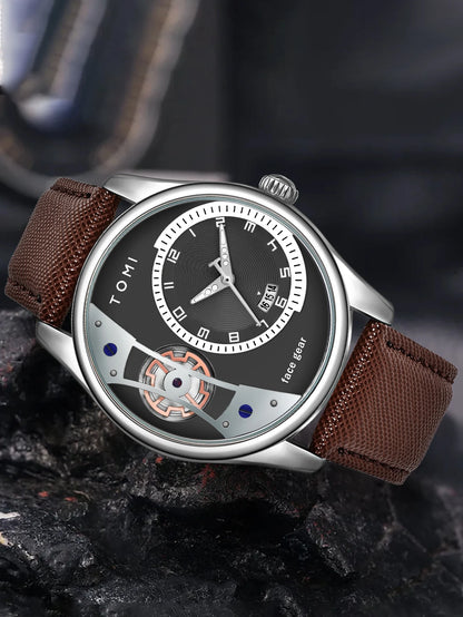 TOMI Set Gift Box for Men's Minimalist Business Quartz Watch Luxury Versatile Double Strap Detachable Watch Festival Gift