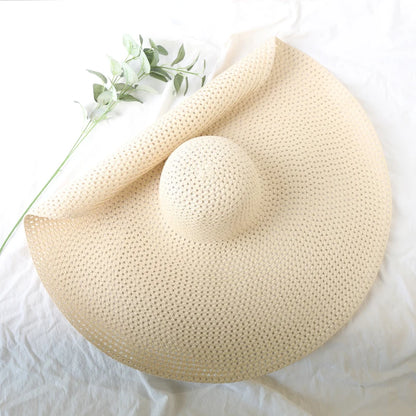 70cm Oversized  Wide Brim Sun Hat Travel  Large UV Protection Beach Straw Hats Women's Summer Floppy Foldable Chapeaux Wholesale