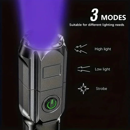 395nm LED UV Flashlight Rechargeable Zoomable Torch Light for Pet Urine Stain Detector Tools Lantern Money Fluorescer Detector