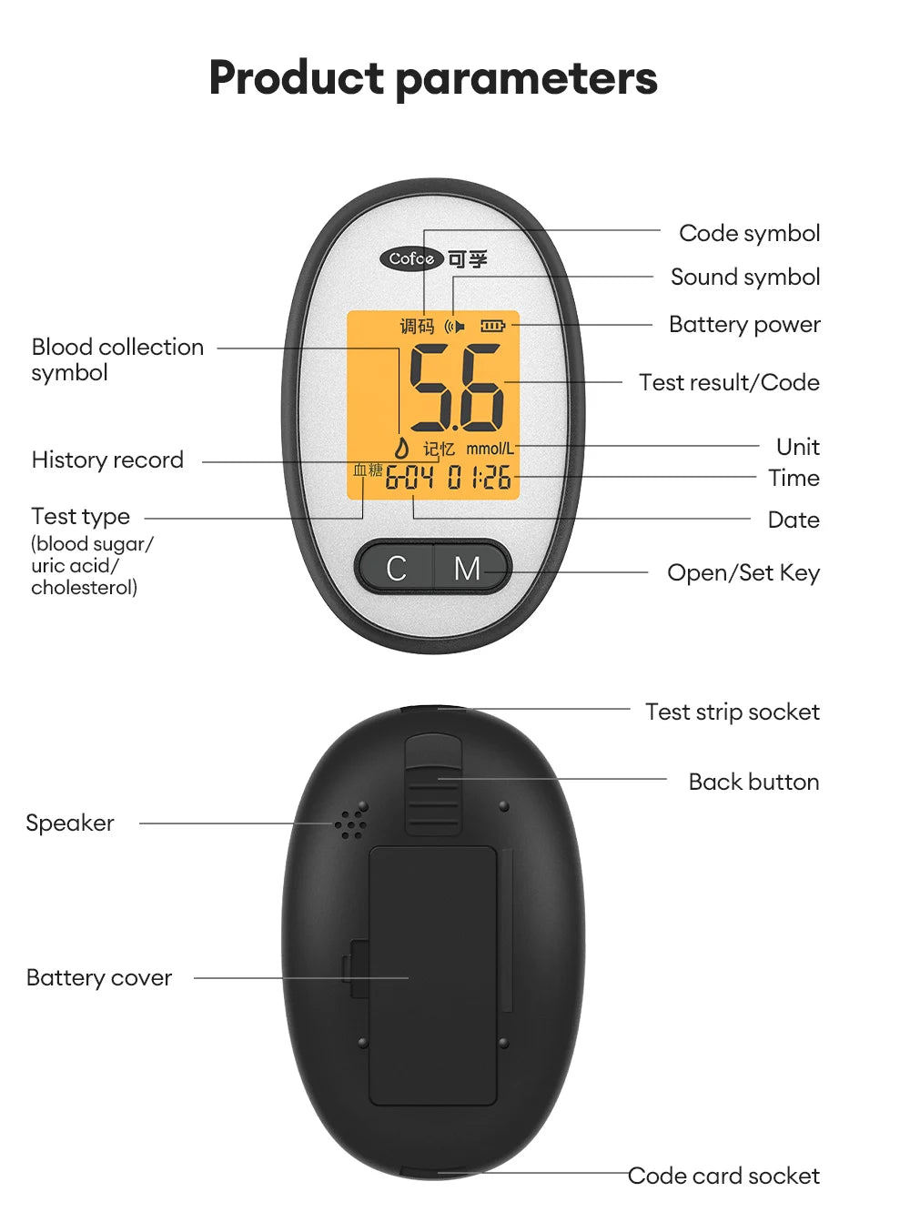 Cofoe Uric Acid, Glucose, Cholesterol 3-in-1 Monitor - Medical Grade Accuracy Blood Glucose Meter Uric Acid Cholesterol Monitor