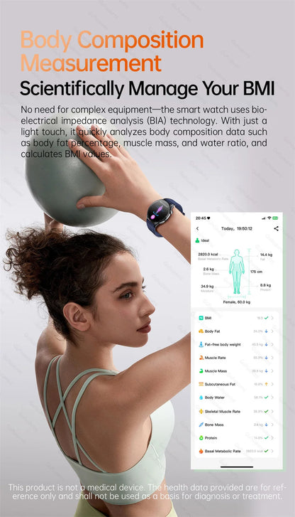2026New Smart Watch For Men Micro-examination Health Blood pressure Uric Acid ECG+PPG Fitness Tracker Clock Smartwatch Women Men