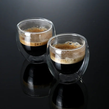 80ML Double Wall Glass Cup 1/12PCS Transparent Handmade Heat Resistant Tea Drink Whisky Wine Set Espresso Coffee Milk Mugs Gift