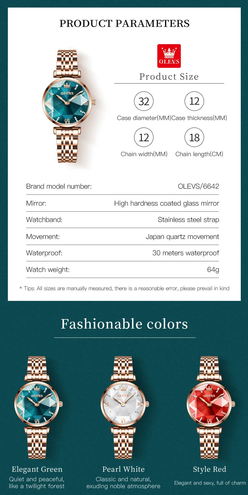 OLEVS 6642 Women Watch Fashion Original Elegant Stainless Steel Rose Gold Diamond Waterproof Watch Brand Luxury Women Watch