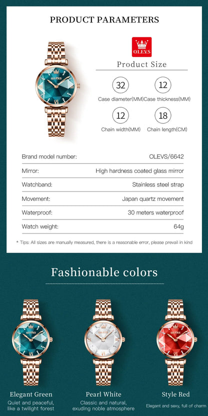 OLEVS 6642 Women Watch Fashion Original Elegant Stainless Steel Rose Gold Diamond Waterproof Watch Brand Luxury Women Watch
