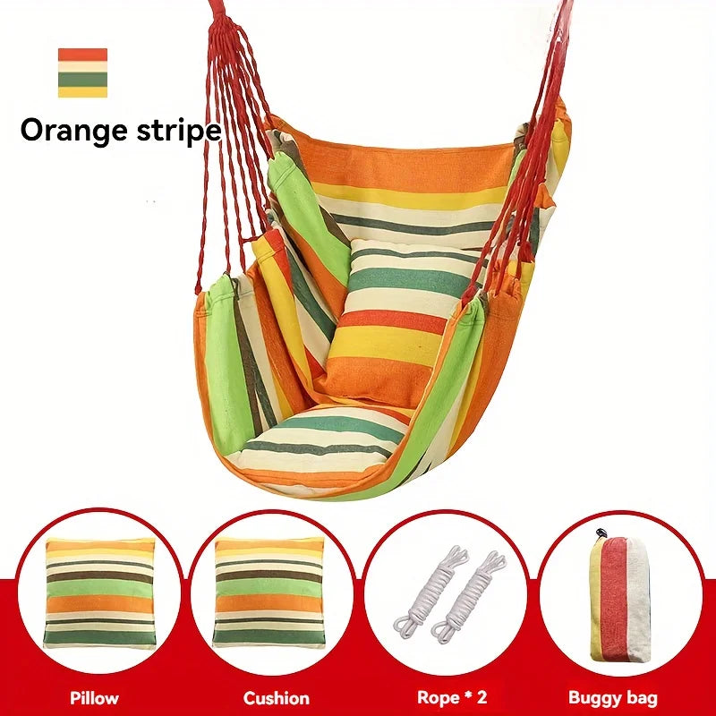 Outdoor New Swing Hammock Chair Canvas Leisure Chair No Pillow Or Cushion Dormitory Hammock Swing Rocking Chair(With Storage Bag