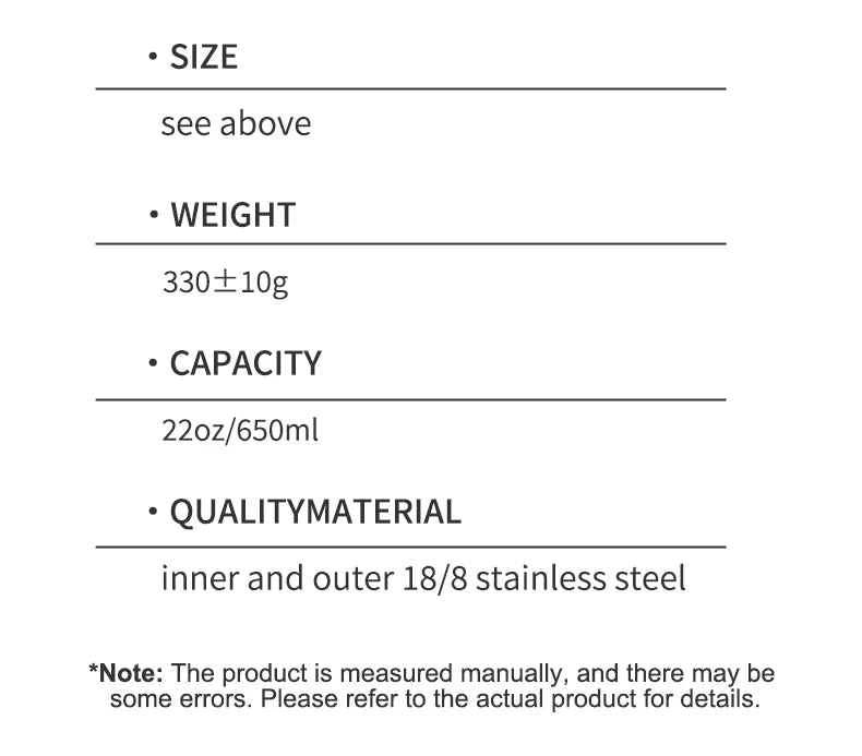 WATERSY 650ml Double Wall Thermal Bottle Stainless Steel Insulated Bottle with Handle Sports Water Bottle Vacuum Flask Keep Cold