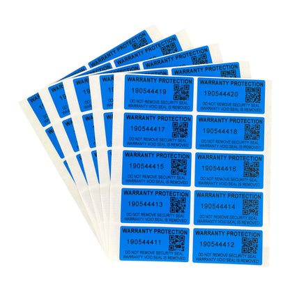 100pcs Blue 40x20mm Tamper-Proof Warranty Stickers Anti-Counterfeiting Seal Labels with Serial Number Two-Dimensional Code
