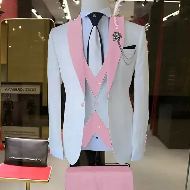 Fashion Style Wedding/Business Men's 3 Pieces Suits Slim Fit Formal Groomsmen Tuxedos Men Suits Jacket+Vest+Trousers for Party