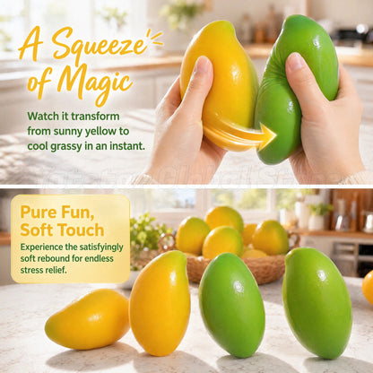 Color Changing Mango 크런치 말랑이 Squishy Fidget Toy Soft ASMR Sensory Squeeze Ball Anti-Anxiety Stress Relief Decompression Fun 말랑이