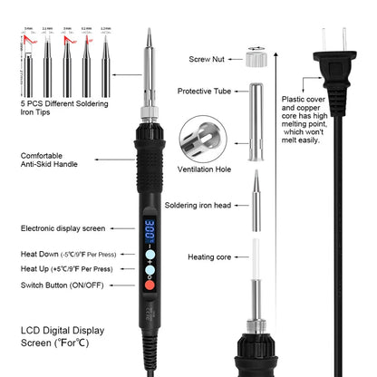 90W LED 936 Soldering iron adjust temperature With M2 M2.5 M3 M4 M5 M6 M8 Hot Melt Nuts Embedding tool For 3D Printer Parts
