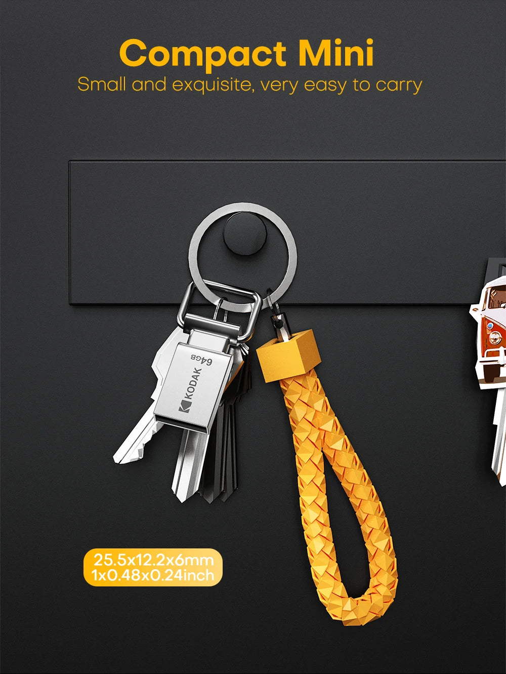 Kodak Pendrive USB 2.0 Car Flash Drive 32GB 64GB 128GB Metal U Disk On Keychain Mini Memory Stick for Smartphone Laptop