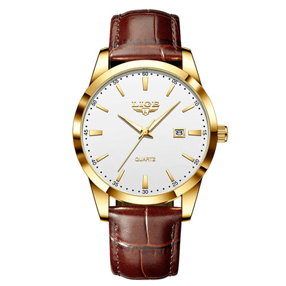 LIGE Military Watch For Men Fashion Business Watch Men Casual Leather Sport Waterproof Men's Quartz Wristwatches Reloj Hombre