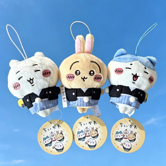 jiyi New Year Kimono Plush Keychain Japanese Anime Cute Usagi Hachiware 10cm Pendant Soft Fluffy Bag Charm Accessory for Fan