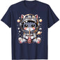 Astronaut Cat Pattern T Shirt For Women Cute Animal 3D Printed Short Sleeves Summer Leisure Tees Round Neck Loose Tops T-Shirts