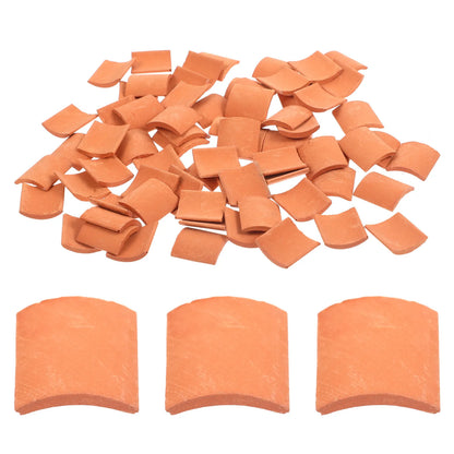 70pcs Mini Roof Tiles Miniature Simulated Roof Tiles Models Pottery Clay Roof Tiles DIY Miniature House Props 1.7x1.6cm