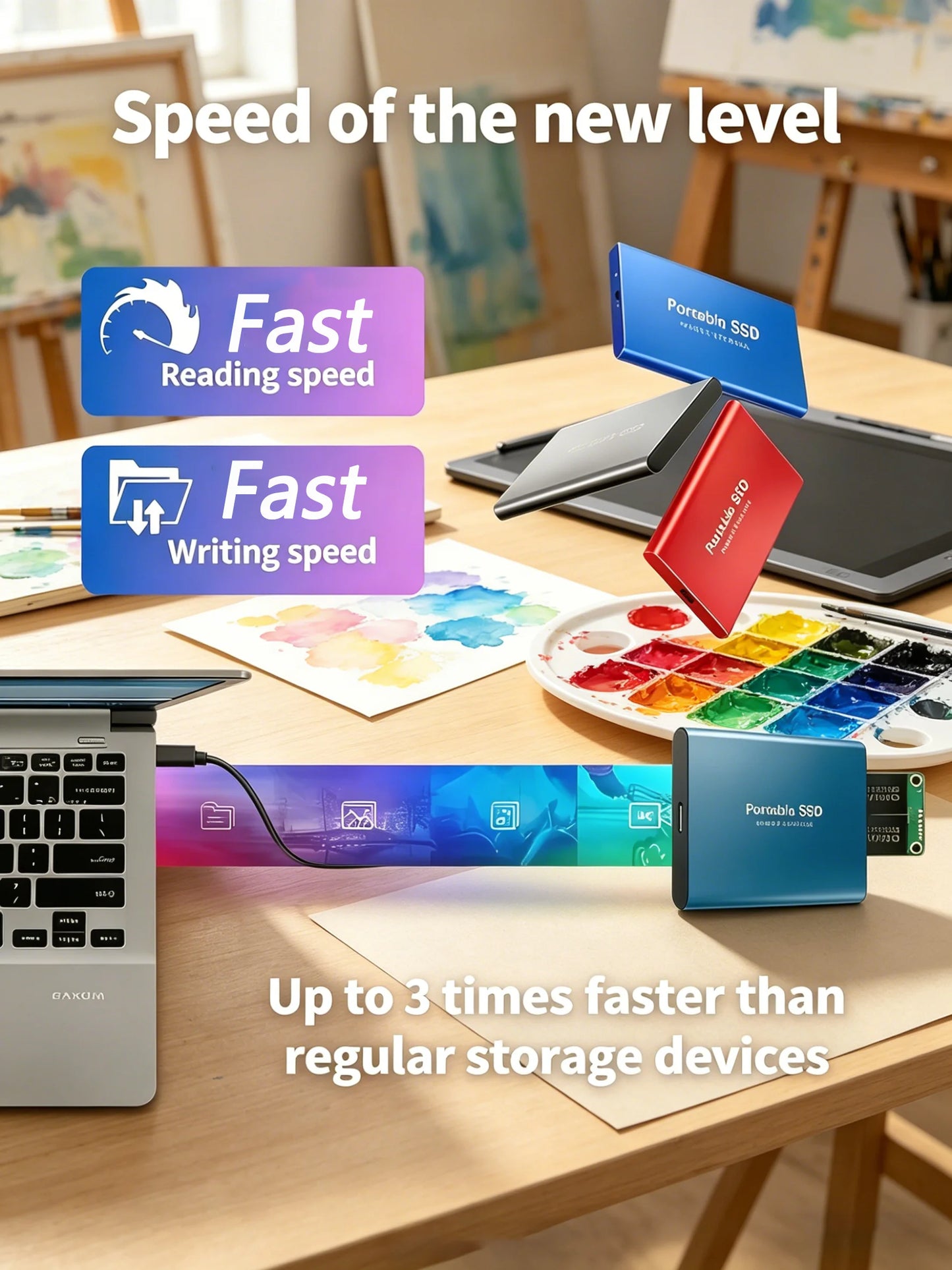 2.5" HDD Generic External Hard Disk High Speed Solid State Drive USB3.2 Data Storage For PC/Laptop