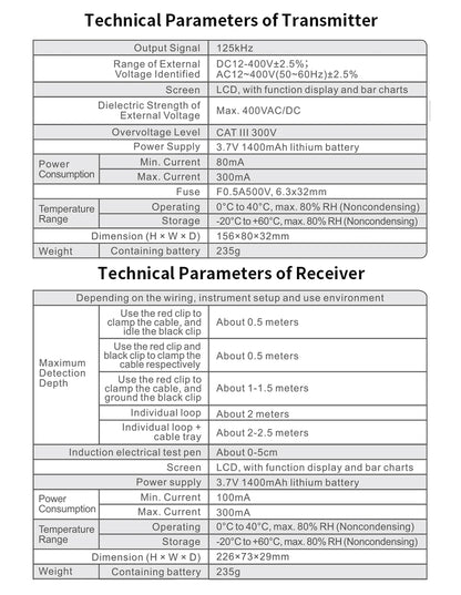 NOYAFA NF-826 Underground Cable Tester Locator Wire Tracker Detection Wall Electrical Lines Water and Gas Supply Pipeline Path