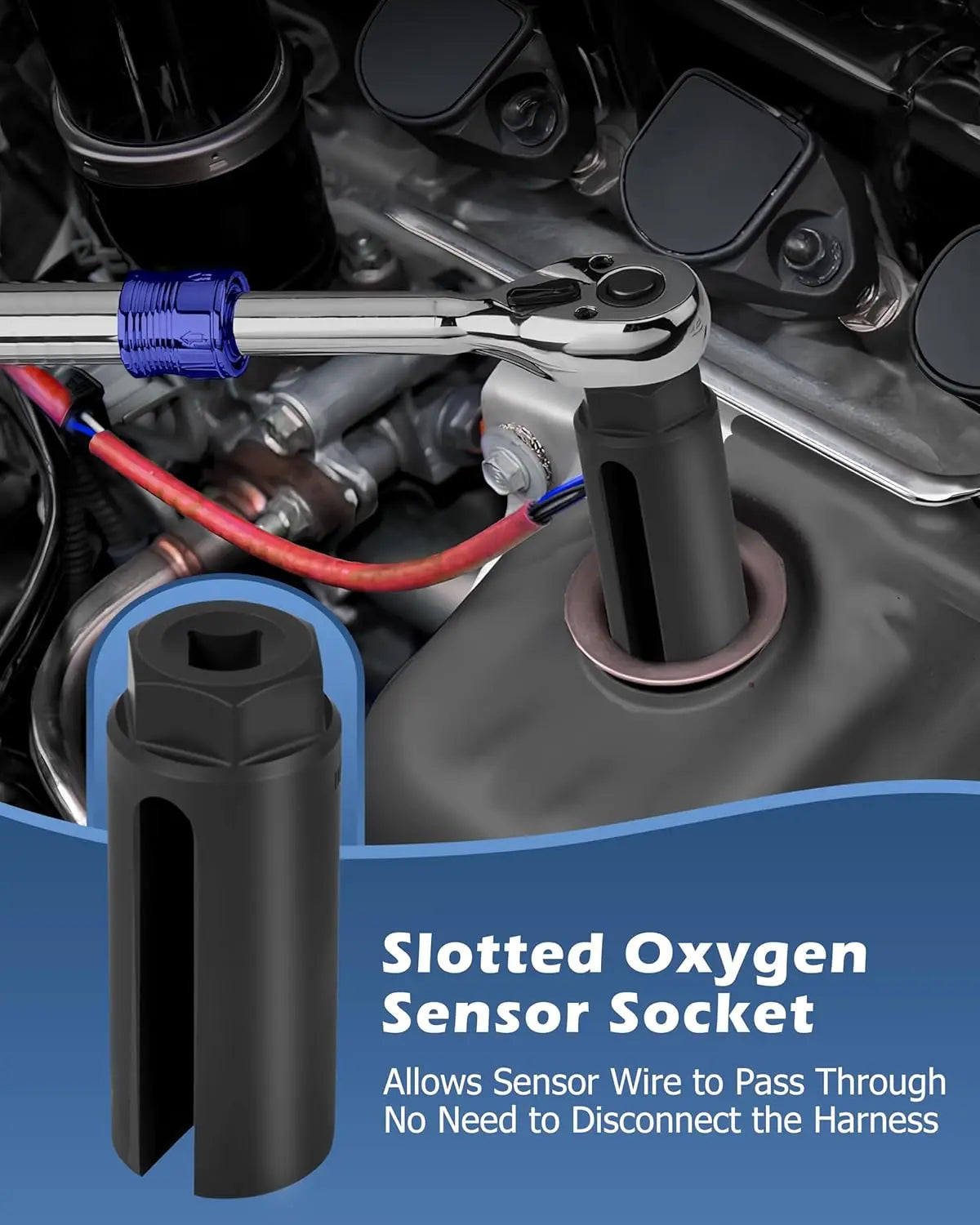 Universal Oxygen Sensor Socket Set O2 Lambda Sensor Removal Tool Kit Automotive Wrench Remover Installer Multi Size Box Tool
