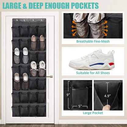 14/24/40 Grids Over The Door Shoe Rack  Mesh Pockets Hanging Shoe Organizer For Closet Hanging Shoe Rack Holder